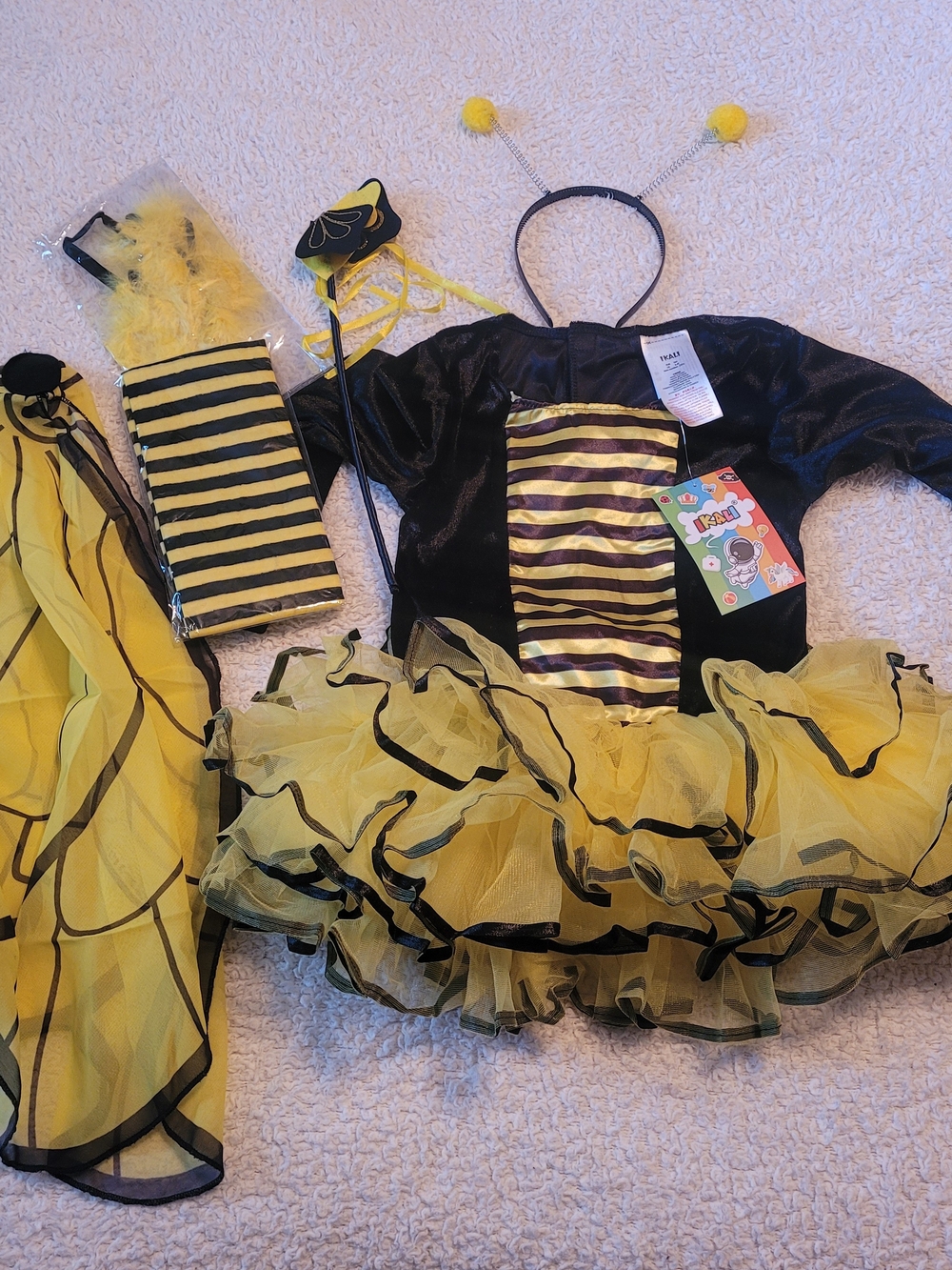 6 Piece Kali Yellow & Black Bumblebee Tutu Costume, Size 3-4T